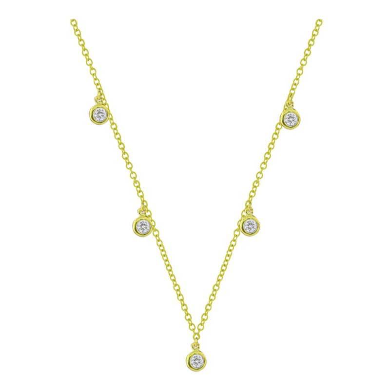 14K Gelbgold Diamant Rohware Halskette Handmade Bezel Set von TheJewelCottage