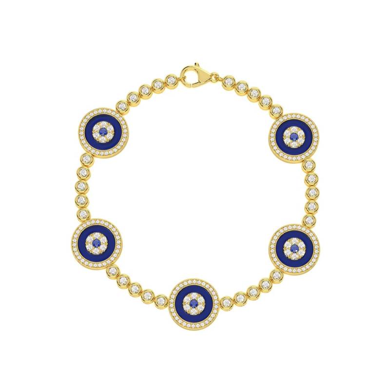 14K Gelbgold Evil Eye Diamant Saphir Tennis Armband 14K Gelbgold Evil Eye Diamant Saphir Tennis Armband von TheJewelCottage
