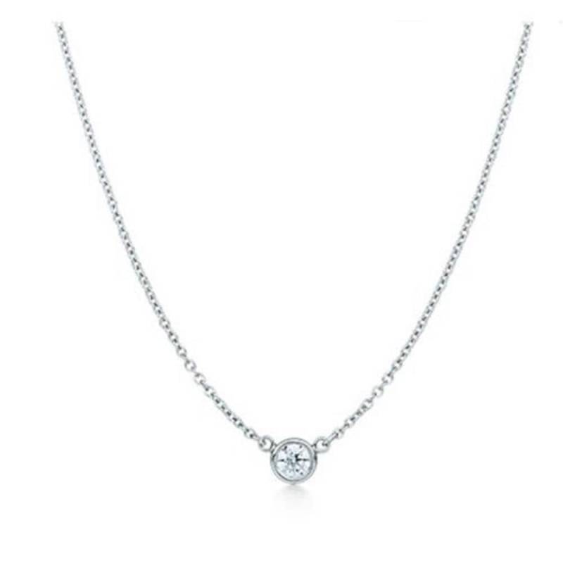 14K Weißgold Diamant Solitär Halskette, Handgemachte Lünette Set 14K Weißgold Diamant Solitär Halskette, Handgemachte Lünette Set von TheJewelCottage
