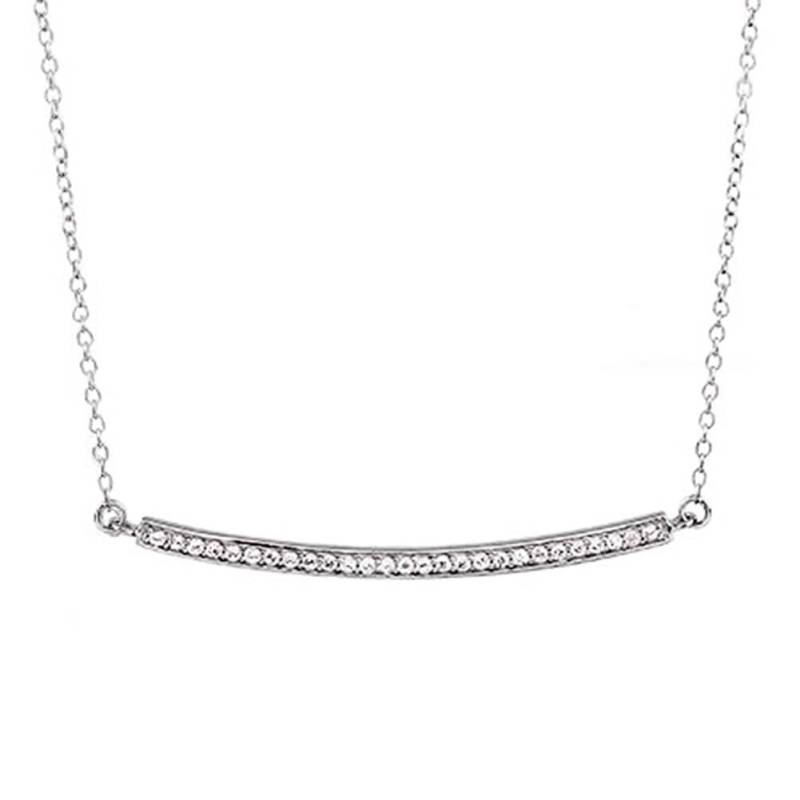 14K Weißgold Diamond Bar Halskette Perlen Pavé Kabelkette von TheJewelCottage