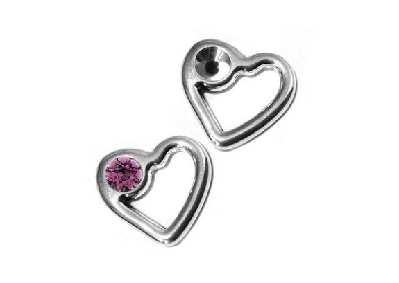 Schwebendes Herz Mit Swarovski-Kristallfassung - Sterlingsilber Plattiert Hochwertiger Metallguss Menge. 2 Schwebendes Herz Mit Swarovski-Kristallfassung - Sterlingsilber Plattiert Hochwertiger Metallguss Menge. 2 von TheJewelDean