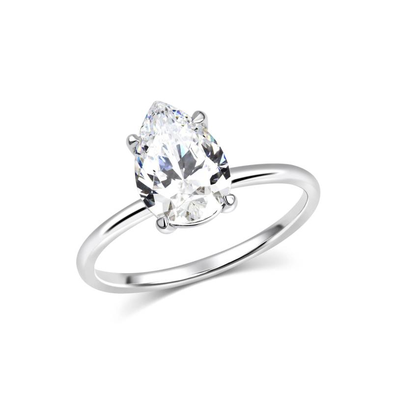Pear Lab Diamant Solitär Ring 14K von TheJewelPrincess