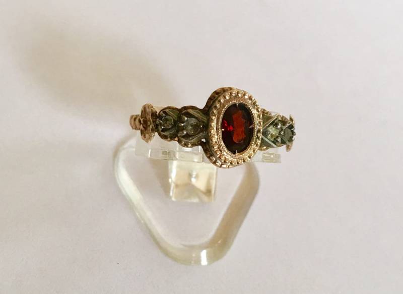 9 Karat Granat & Diamant Ring Im Edwardian Stil 9 Karat Granat & Diamant Ring Im Edwardian Stil von TheJewellersDaughter
