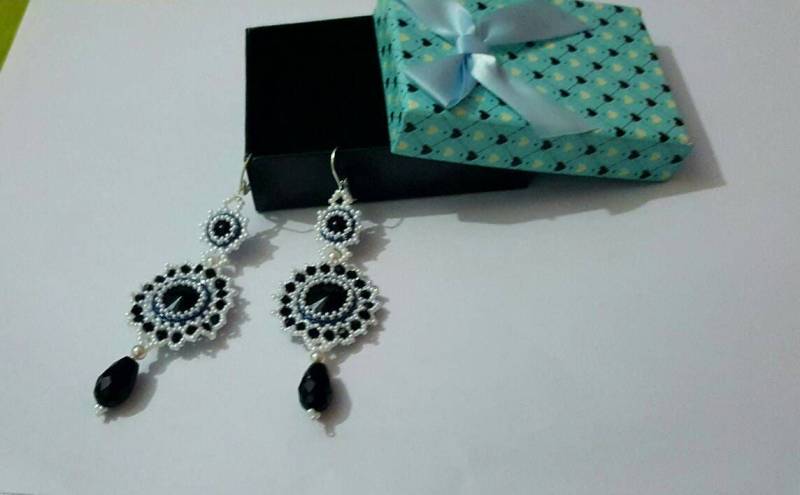 Luxus Rivoli Ohrring, Handgemacht Schwarz-Weiß Ohrring Sommer Schirm Ohrringe von TheJewelleryPalace