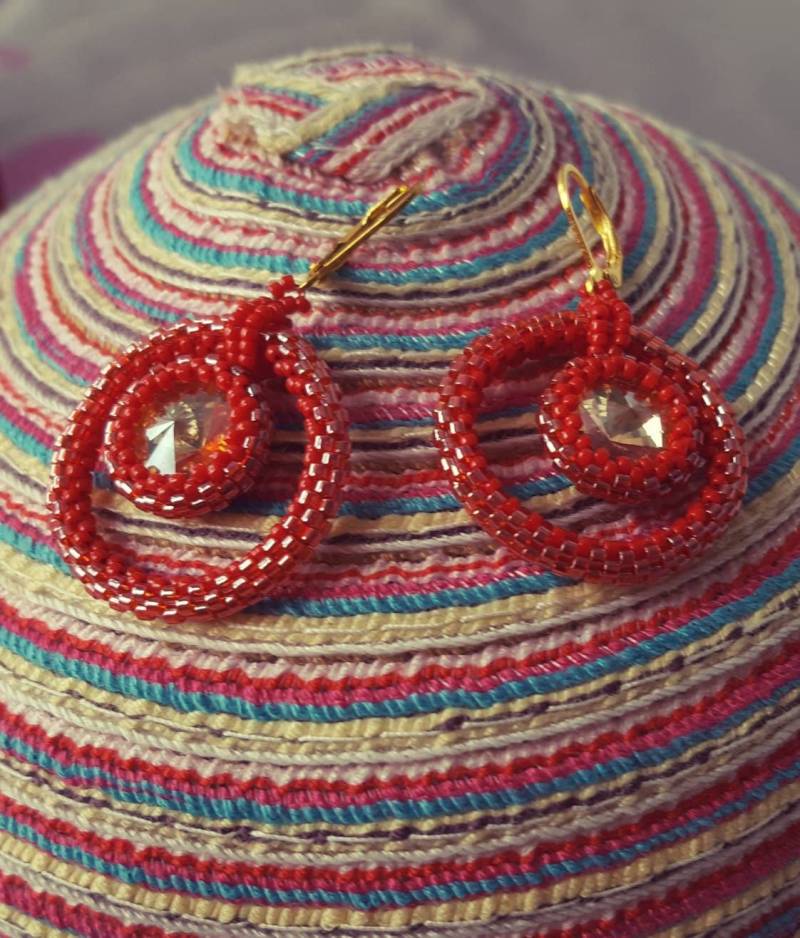 Perlen Ohrring Rote Runde Ohrringe Handgemacht Perlen Ohrring Rote Runde Ohrringe Handgemacht von TheJewelleryPalace