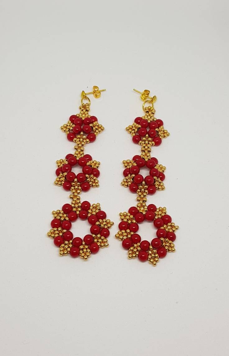 Roter Sommer Ohrringe; Perlen Lieblings-Abend Ohrringe Roter Sommer Ohrringe; Perlen Lieblings-Abend Ohrringe von TheJewelleryPalace