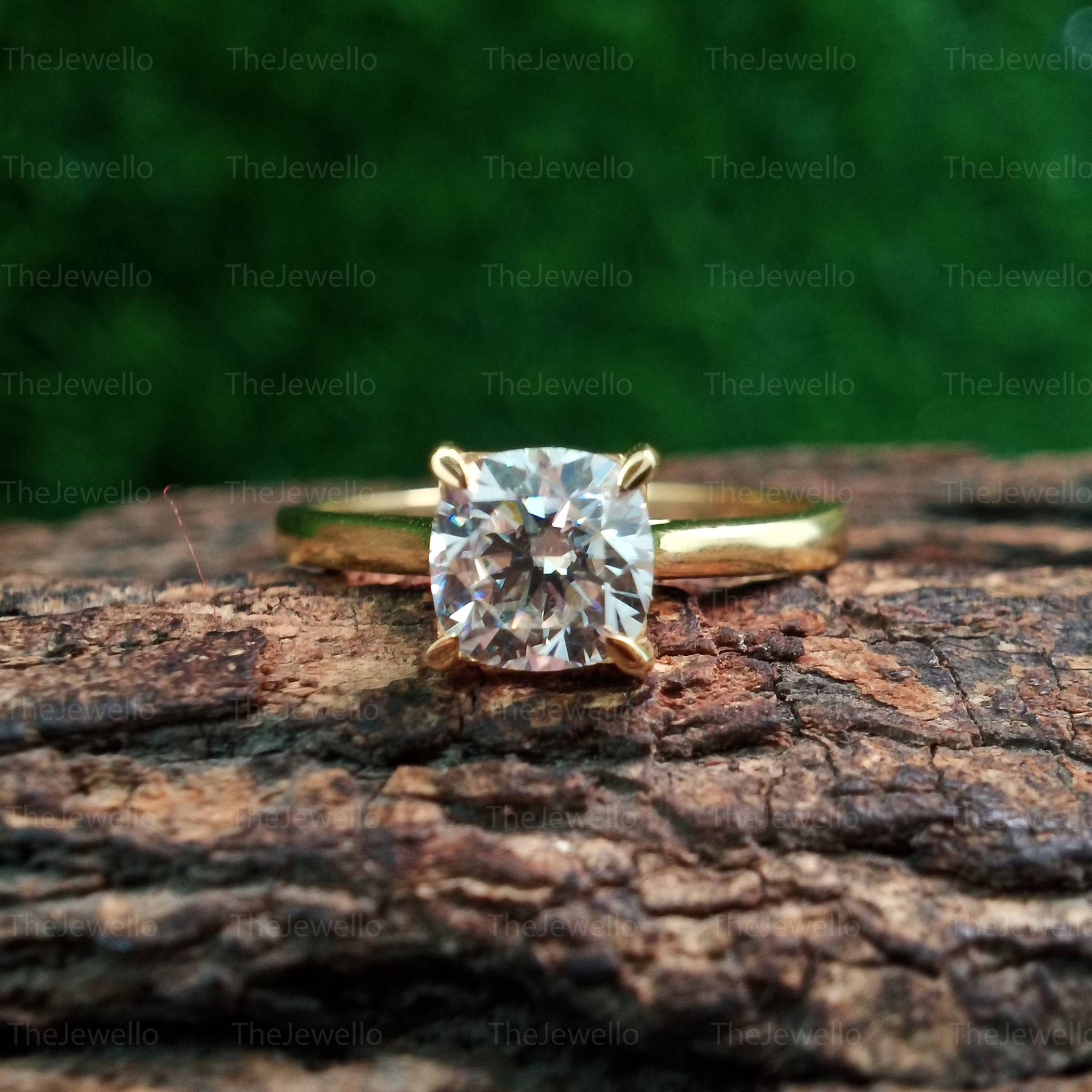 1.80Ct Kissenschliff Moissanite Ring, Solitär Verlobungsring, Massiver 14K/18K Gelbgold Ring von TheJewello