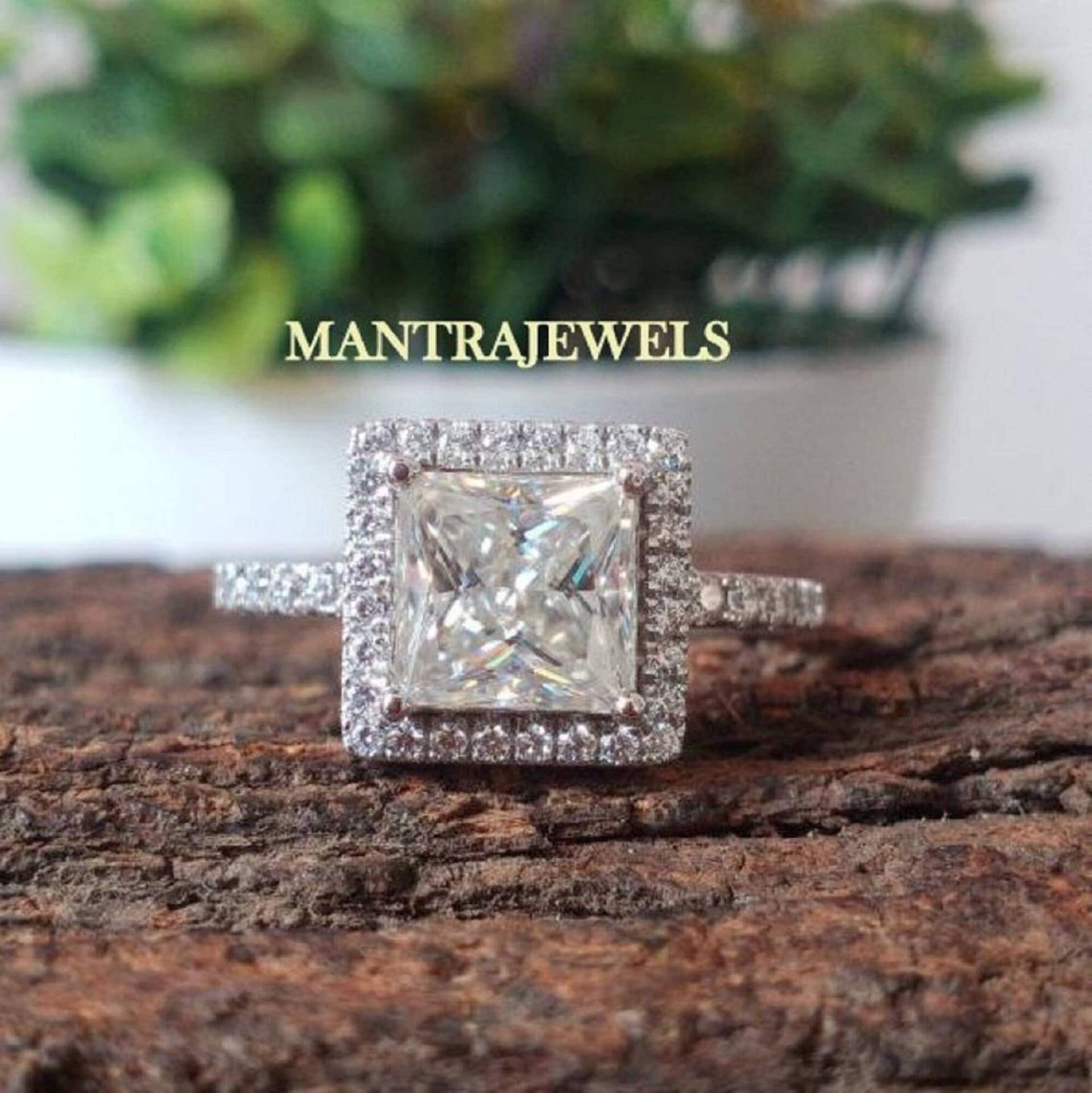 2.50Ct Moissanite Verlobungsring/Halo 14K Weißgold Princess Cut Ring Ehering Für Einzigartigen Schmuck Solitaire Accent von TheJewello