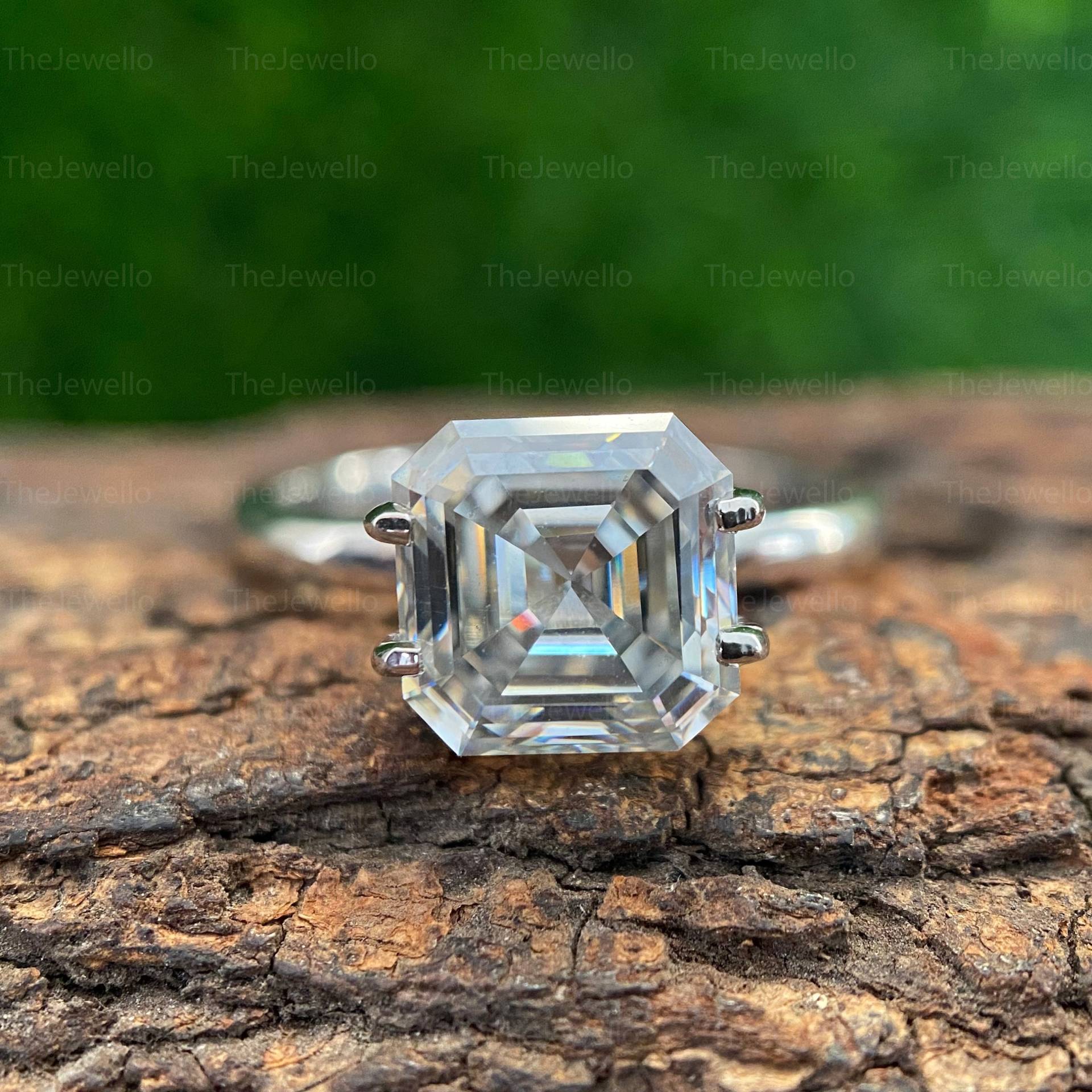 2.90Ct Moissanite Verlobungsring Im Asscher Cut, Jubiläumsring 925 Sterling Silber Quadrat Diamantring von TheJewello