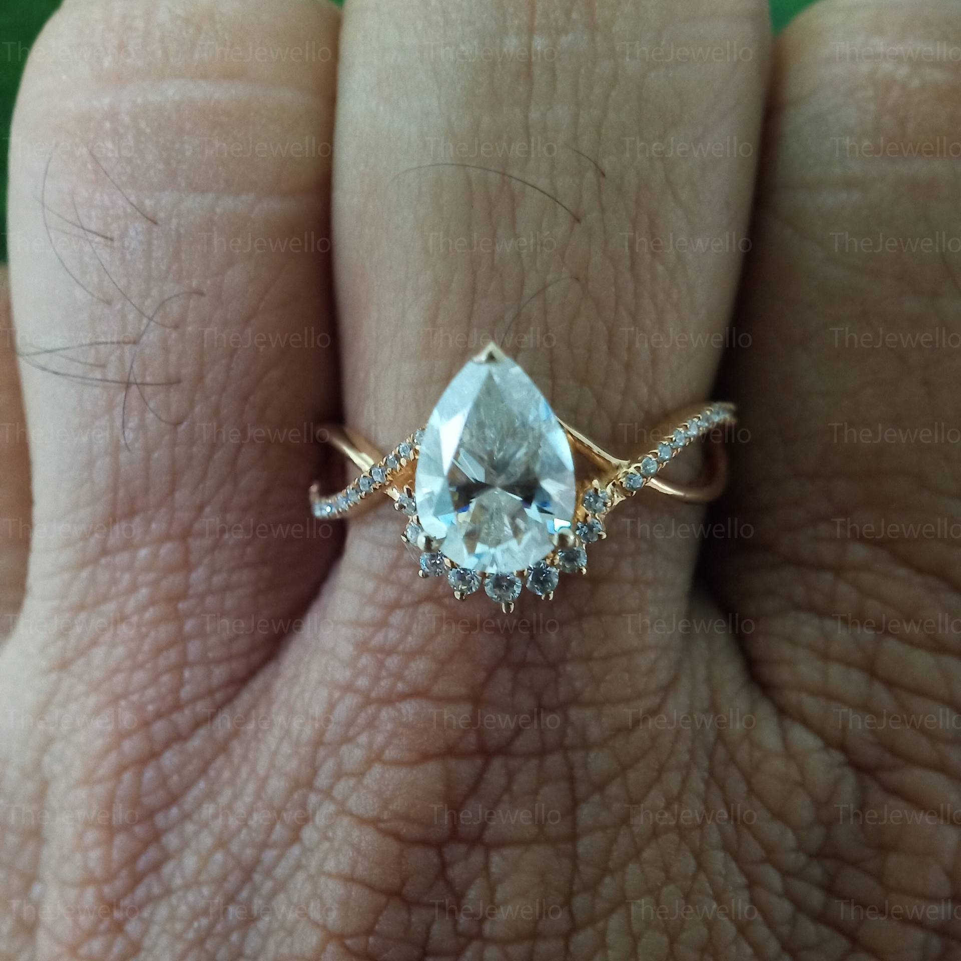 Einzigartiger Art Deco Birnen-Förmiger Moissanite Ring, Weinlese-Rosengold-Brautring, Versprechensgeschenk Für Frauen von TheJewello