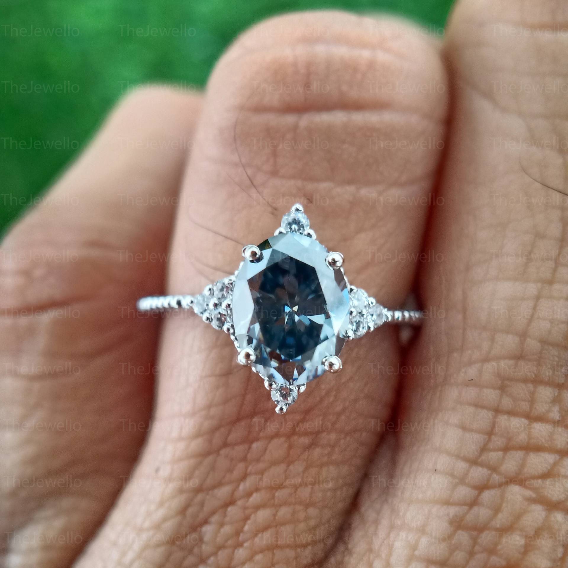 Grauer Moissanite Ring, 2.05 Ct Oval Grau Verlobungsring, Antik Vintage Ehering, Jubiläumsgeschenke von TheJewello