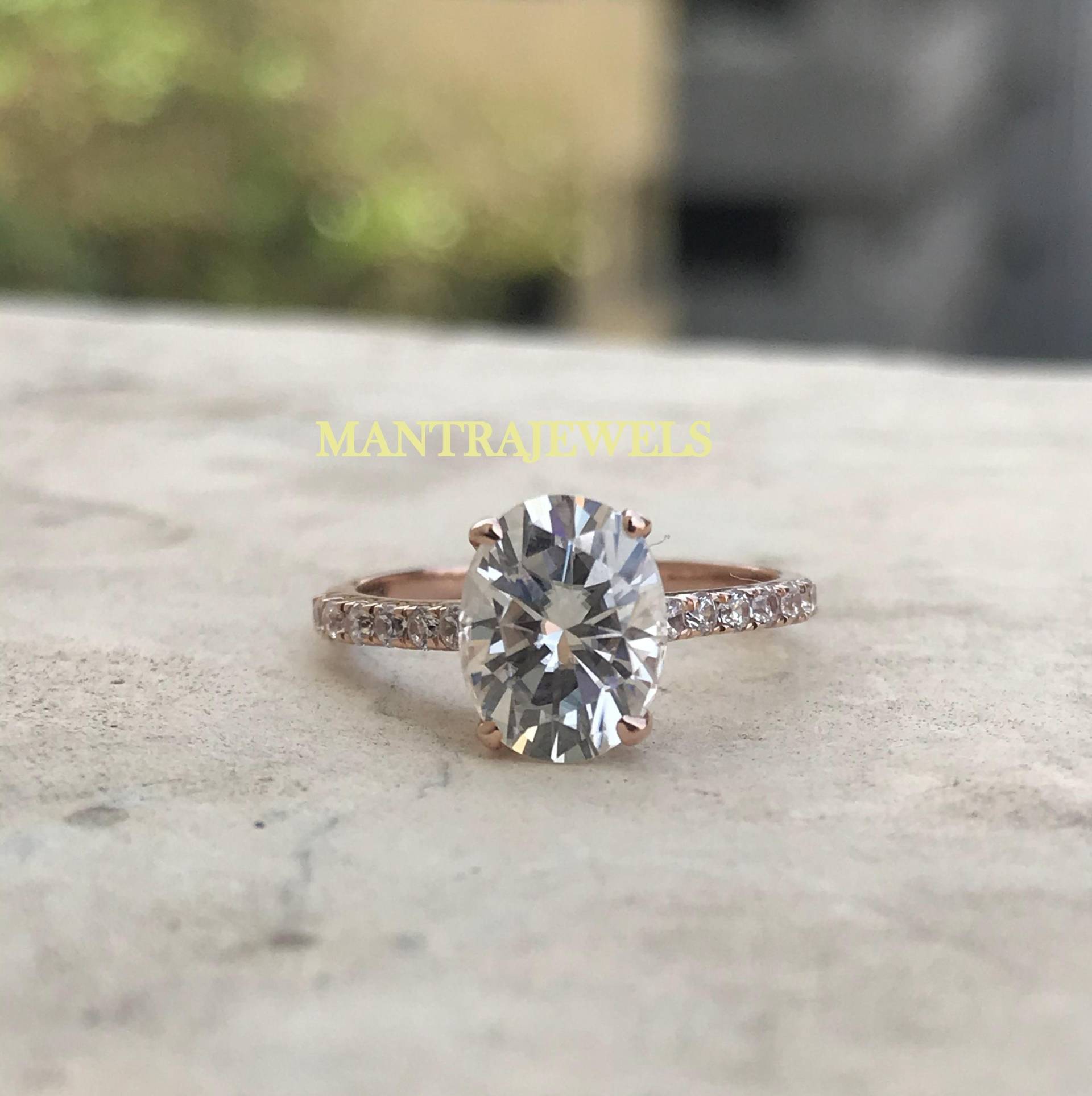 Moissanit Ring | Oval Cut Verlobungsring Sterling Silber Versprechen Für Sie Trauring Damen von TheJewello