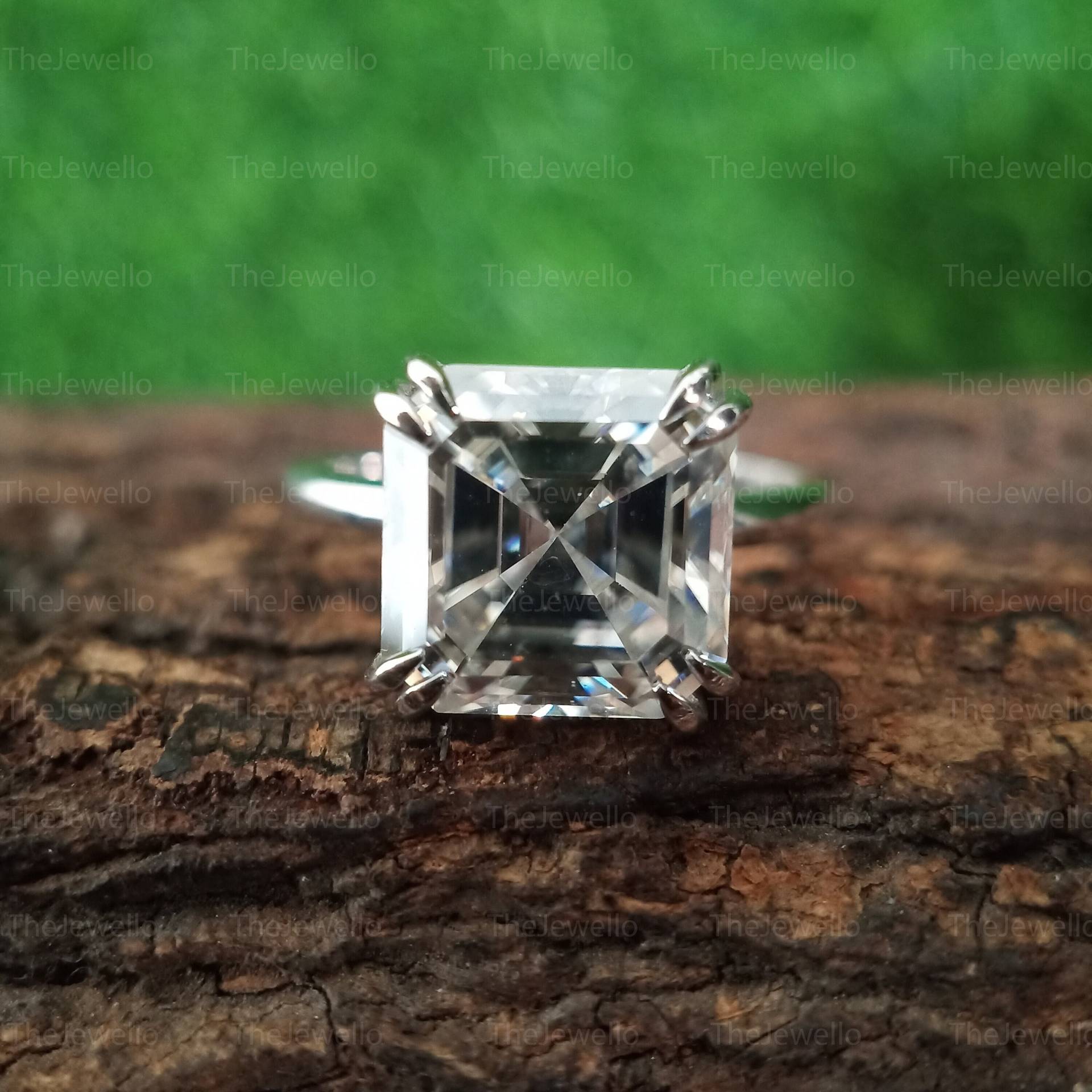 5.65Ct Moissanit Ring Im Asscher Schliff, Solitär Verlobungsring, 950 Platin Ehering von TheJewello