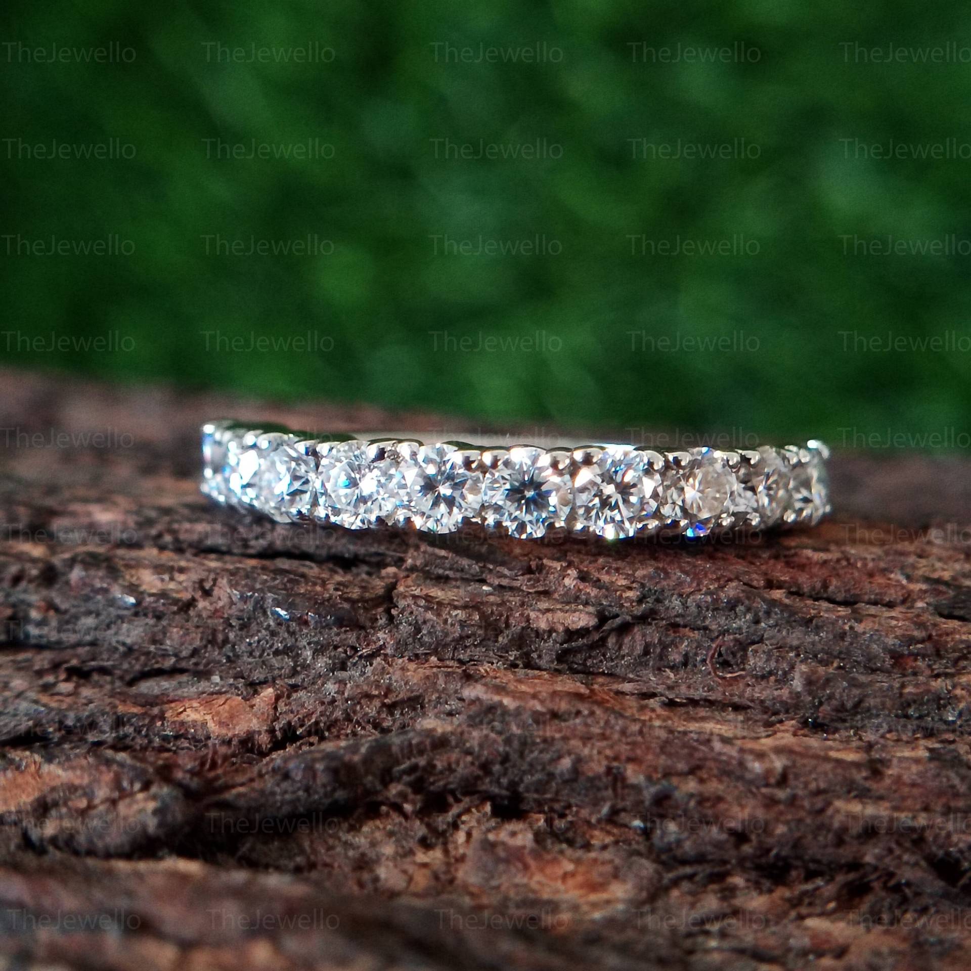 1.20 Ct Moissanite Band/Ct Rundschliff Verlobungsring Solid White Gold Ehering Hochzeitsring Jahrestag Geschenk Für Sie Bandring Frauen von TheJewello