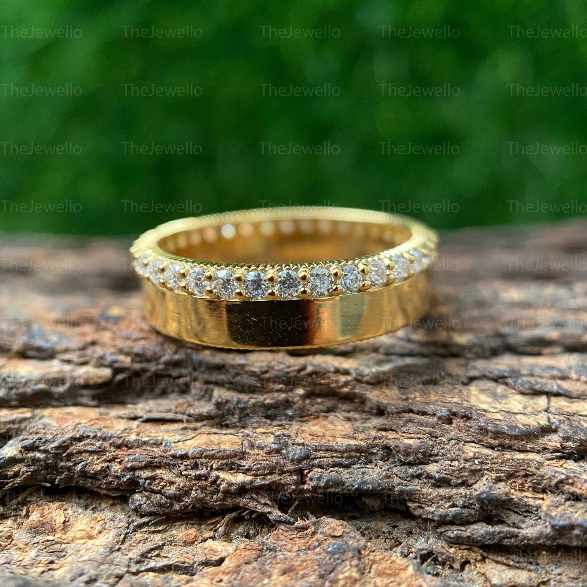 Runder Moissanit Eternity Bandring 0.65 Ct. - 14K Gelbgold Verlobungsring Für Männer Herrenring Gold Ehering Ihn von TheJewello