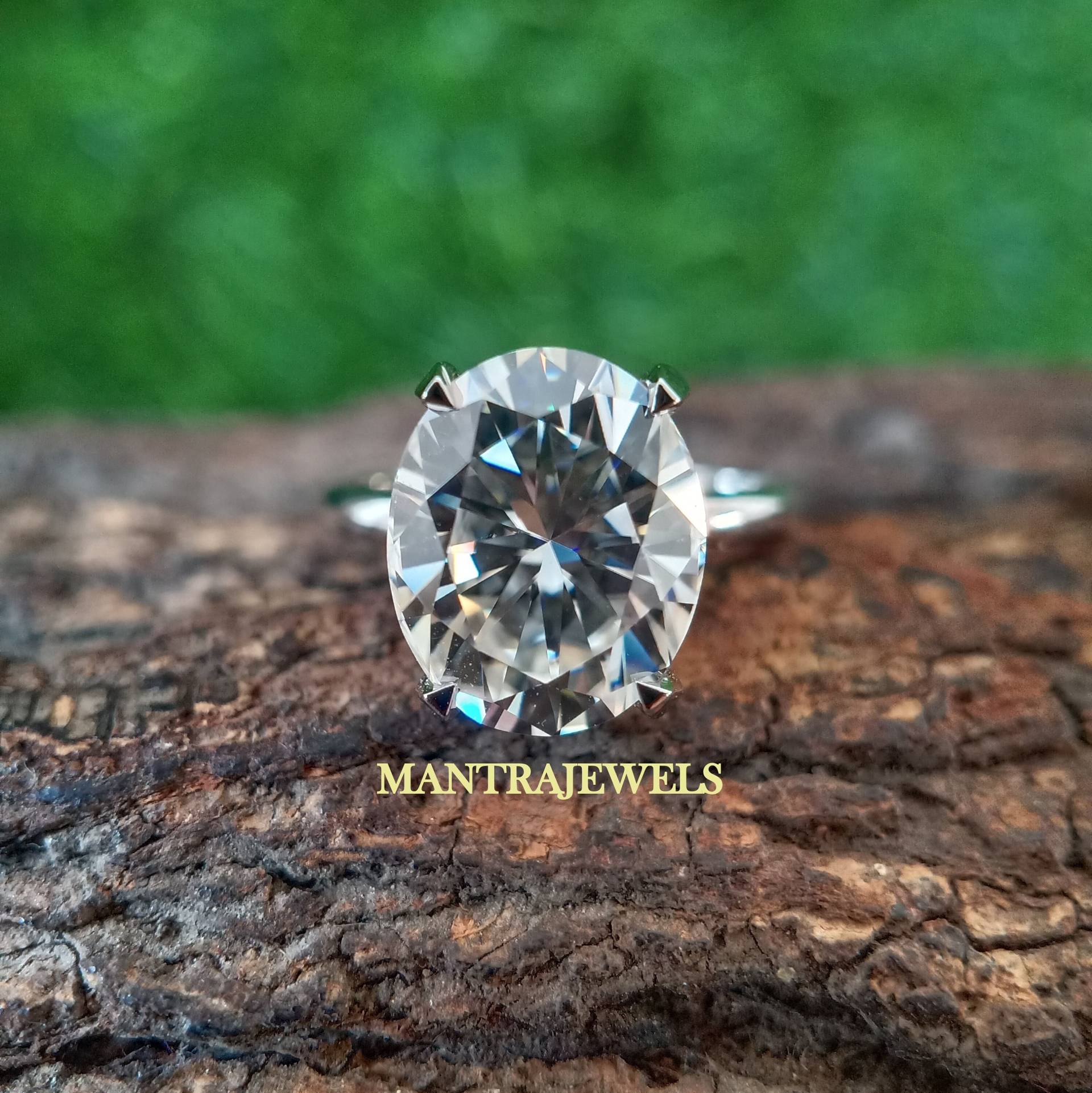 Solitaire Oval Verlobungsring, Moissanite 3.95Ct Antique Cut Ehering, Solide 14K Weißgold Ringe von TheJewello