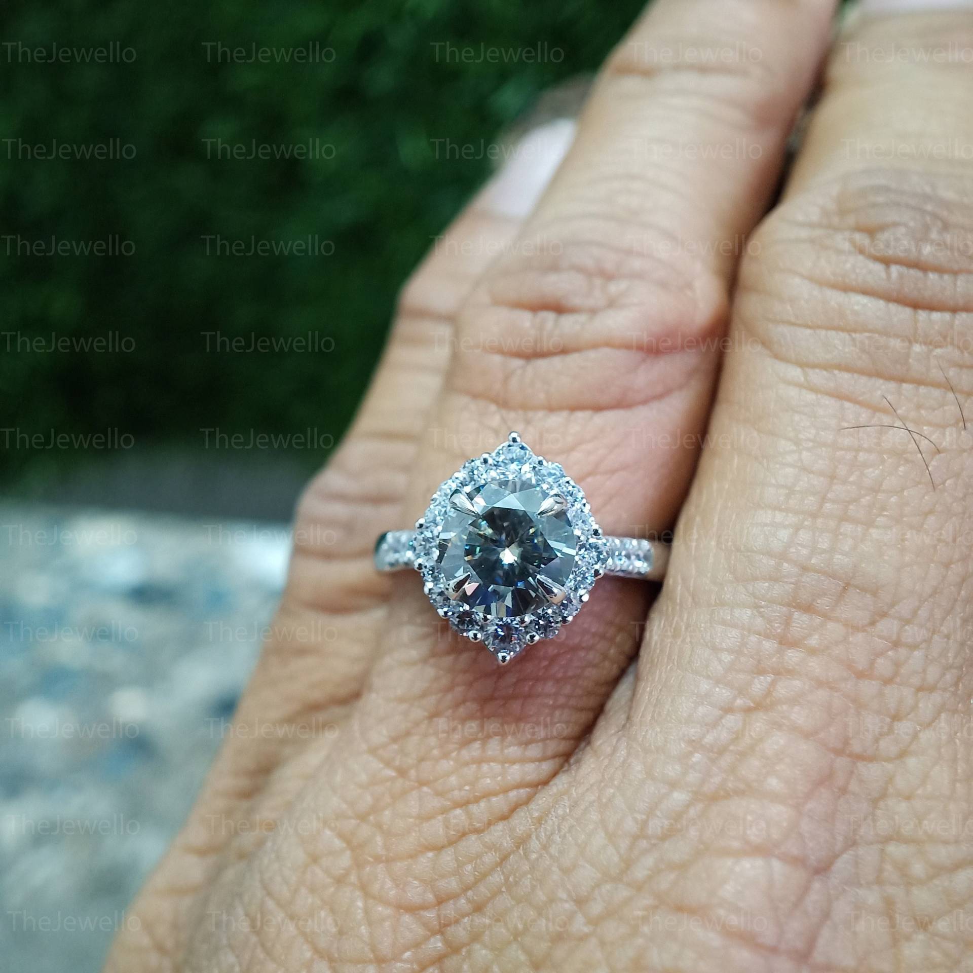 Vintage Grauer Moissanit Verlobungsring Art Deco Weißgoldring | Einzigartiger Diamant-Ehering Brautring Versprechen Jubiläumsring von TheJewello