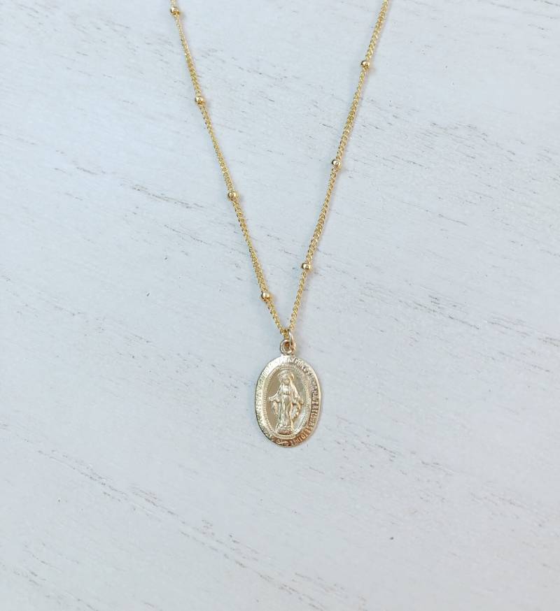 14K Gold Gefüllte Mary-Halskette, Sterlingsilber-Maria-Halskette, Halskette, Mutter Zierliche Goldkette, Geschenk Für Sie von TheJewelryStandard