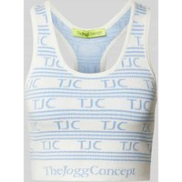 TheJoggConcept Crop Top mit Logo-Muster Modell 'ODINE' in Offwhite, Größe M von TheJoggConcept