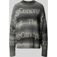 TheJoggConcept Strickpullover mit Label-Stitching Modell 'OBI' in Anthrazit, Größe S von TheJoggConcept