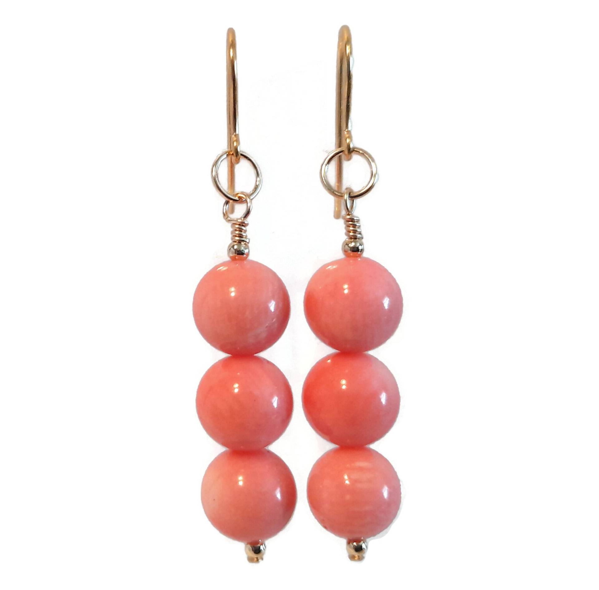9 Karat Gelbgold Rosa Koralle Ohrringe Für Frauen, Natürliche Edelstein Tropfen Mit Goldperlen, Geschenk 9 Karat Gelbgold Rosa Koralle Ohrringe Für Frauen, Natürliche Edelstein Tropfen Mit Goldperlen, Geschenk von TheJoyOfJewels