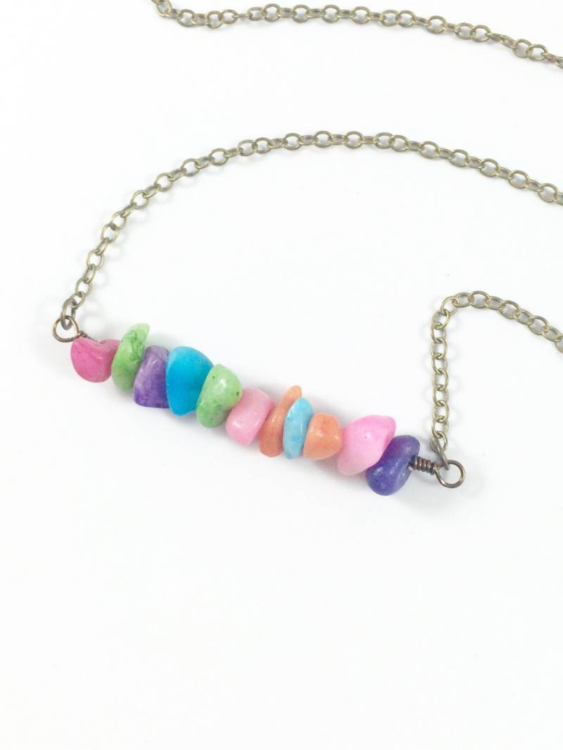 Regenbogen Edelstein Splitterkette Quarzite Bead Bar von TheJoyfulJewelryBox