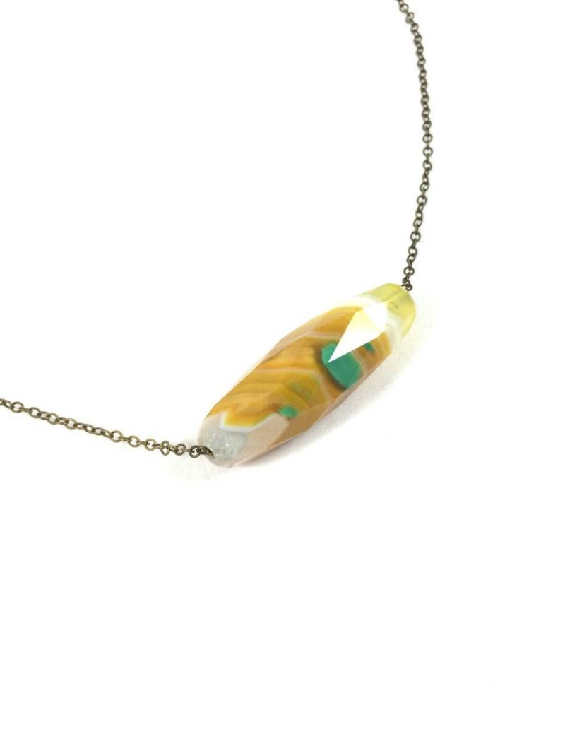 Stein Statement Halskette, Gelbe Halskette Für Frauen, Geschenke, Boho Schmuck, Heller Bunter Schmuck von TheJoyfulJewelryBox