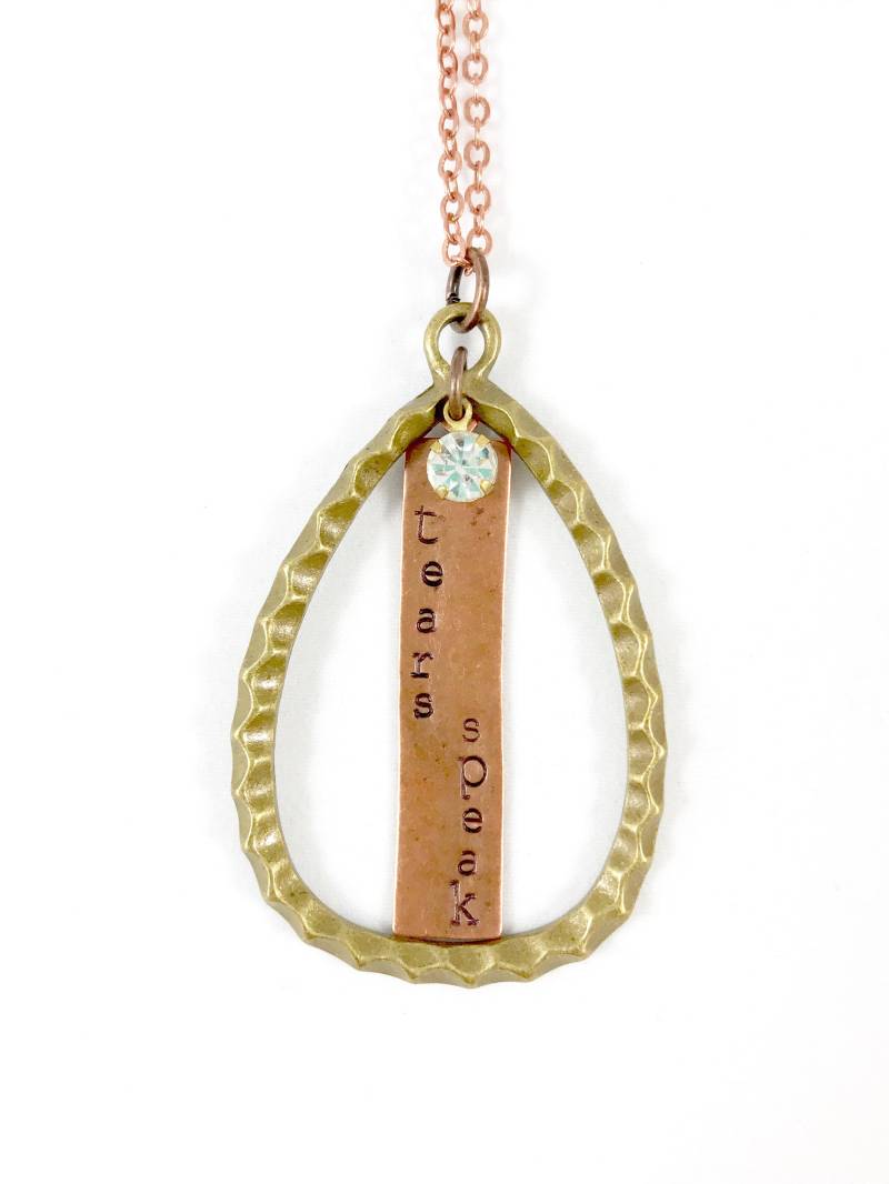 Teardrop Anhänger Halskette, Zitat Verlust Trauer Schmuck, Gedenkschmuck Mutter Verlustgeschenk Eines Geliebten Menschen von TheJoyfulJewelryBox