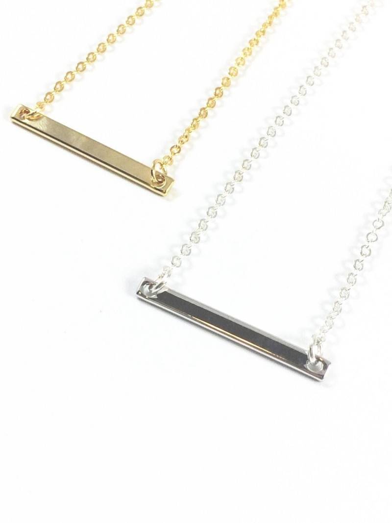 Vergoldete Bar Halskette, Einfache Messing Rechteck Anhänger von TheJoyfulJewelryBox