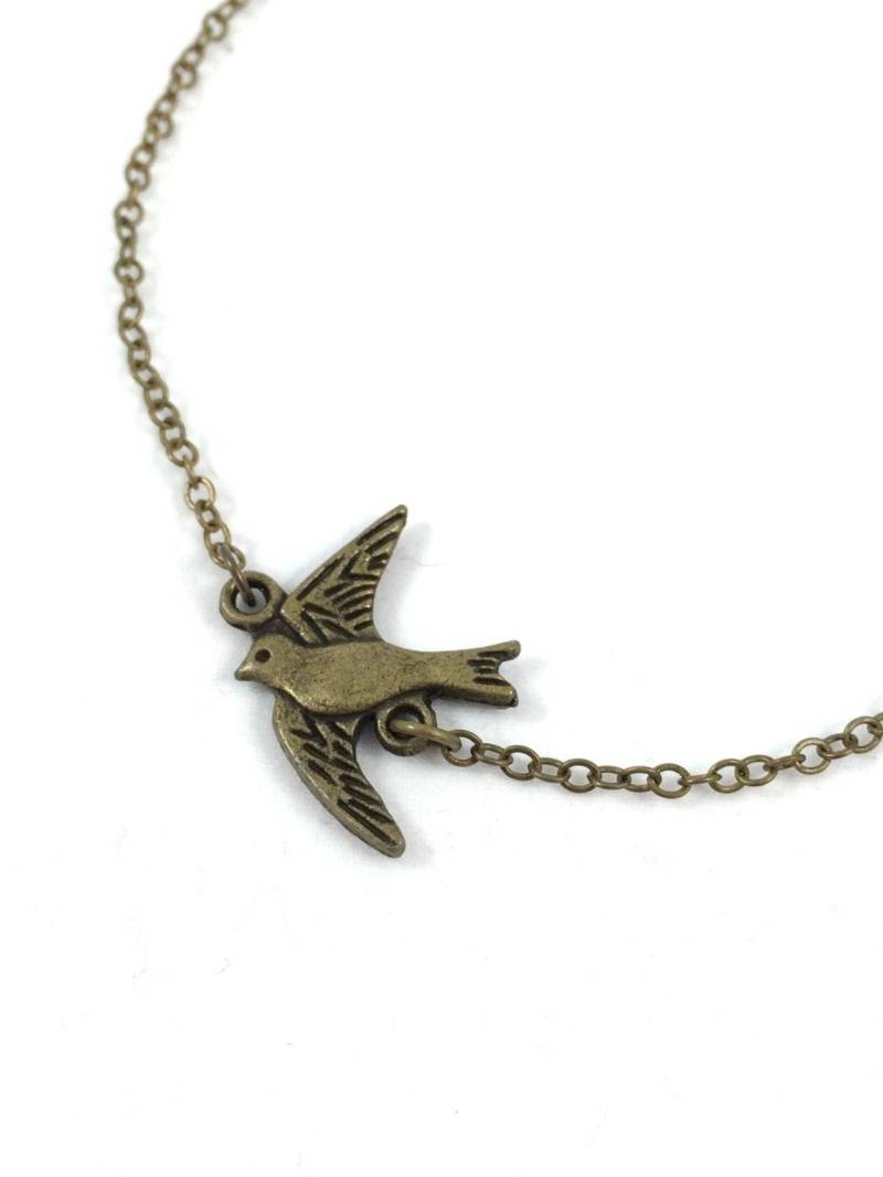 Messing Vogel Fußkettchen Schwalbe Charm Armband von TheJoyfulJewelryBox