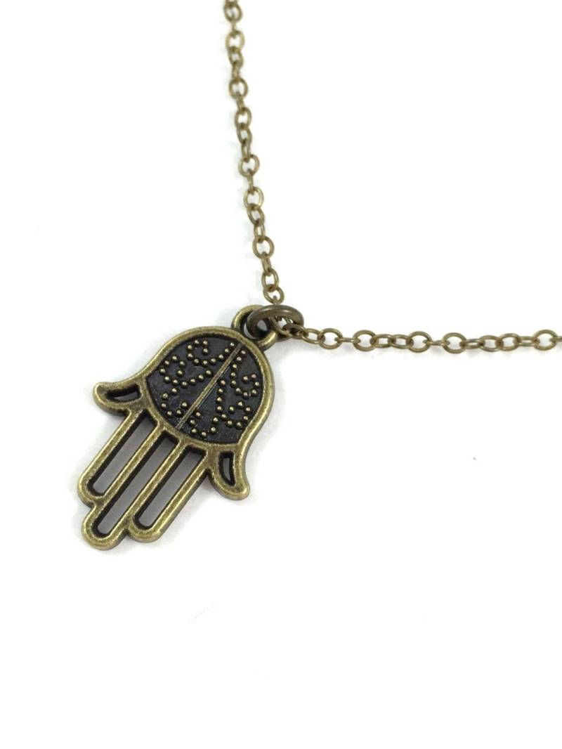 Hamsa Hand Fußkettchen Messing Fatima Anhänger, Spiritueller Schutz Schmuck von TheJoyfulJewelryBox