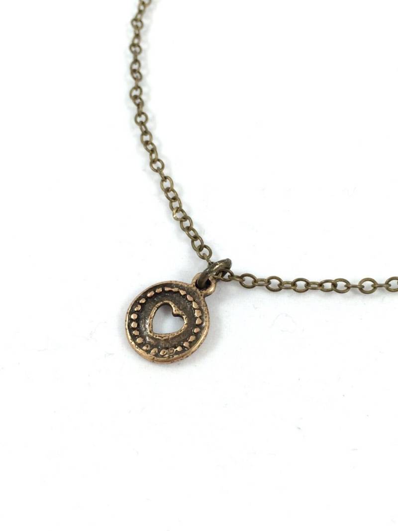 Zierliches Herz Fußkettchen Antik Messing Anhänger, Kupfer von TheJoyfulJewelryBox