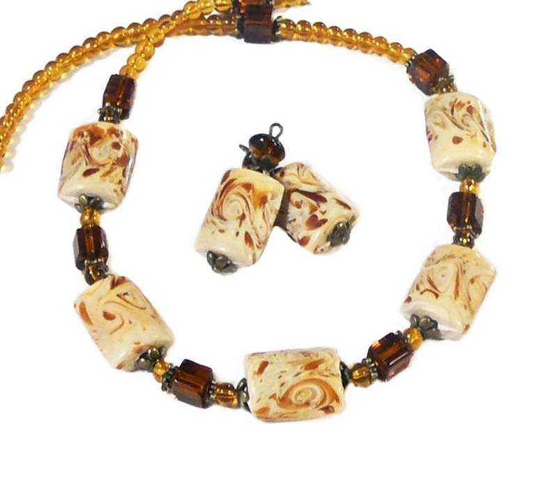 Halskette Und Ohrringe, Herbst Honig Braune Gold Topas, Lampwork Handwerker, Clip Auf Töne Oder Durchbohrt Armaturen Halskette Und Ohrringe, Herbst Honig Braune Gold Topas, Lampwork Handwerker, Clip Auf Töne Oder Durchbohrt Armaturen von TheKennettCollection