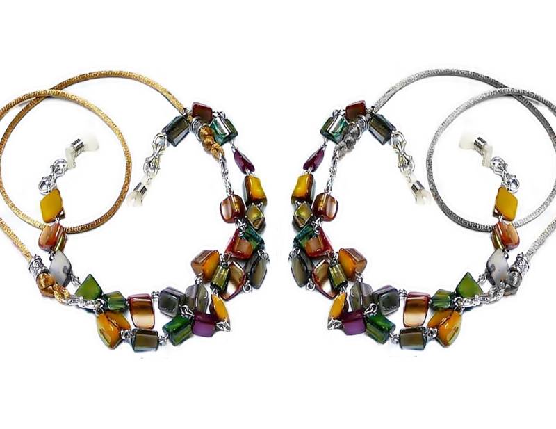 Lesen Brille Spektakel Kette Schlüsselband Schnur - Herbst Töne Perlmutt Gold Oder Silber von TheKennettCollection