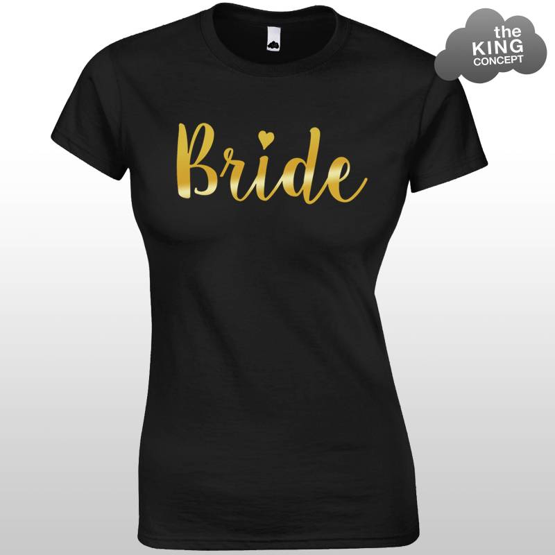 Braut Squad T-Shirt Hen Night Team Tees Schwarz Gold Vinyl Frauen Party Top Damen Ziele von TheKingConcept