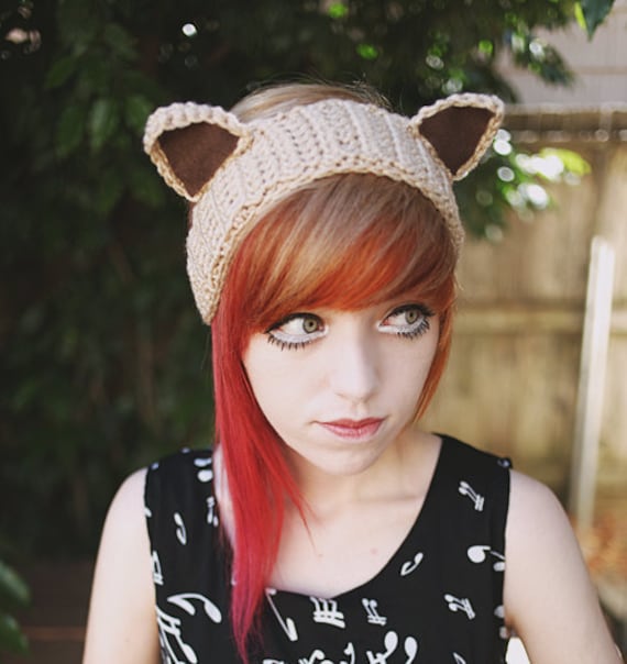 Neko - Handmade Crochet Kitty Ohren Stirnband Häkeln Katzenohren Wärmer Neko - Handmade Crochet Kitty Ohren Stirnband Häkeln Katzenohren Wärmer von TheKnotandChain