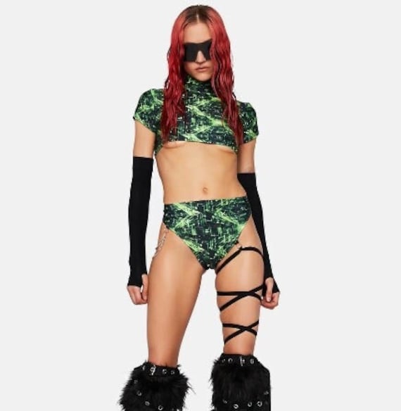 Cybergrid | Crop Rollkragen, Festival Top Für Frauen, Rave von TheLYTECouture