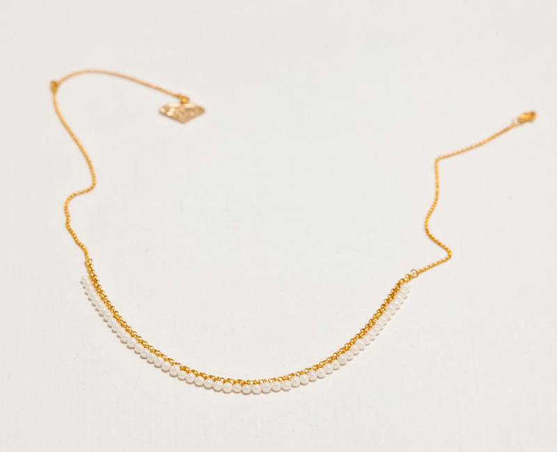 Kleine Perlenkette, Zierliche Boho Halskette, Braut Gold Brautjungfern Jeden Tag Frauen Halskette Perle von TheLadyBride