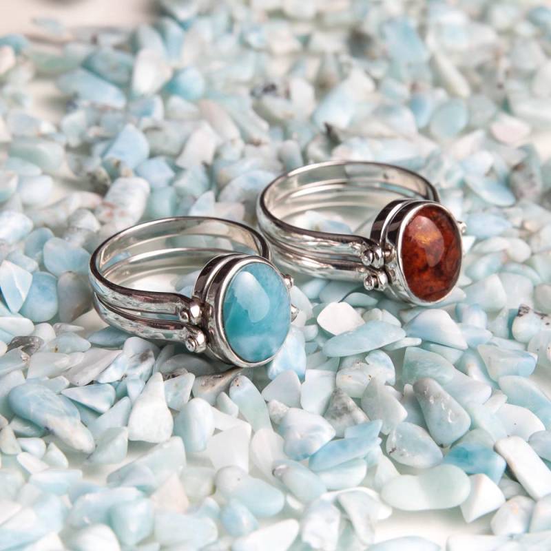 Larimar Bernstein Ring | Flip-Ring Handgefertigter Schmuck Für Frauen Handgefertigt Von The Shop® von TheLarimarShop
