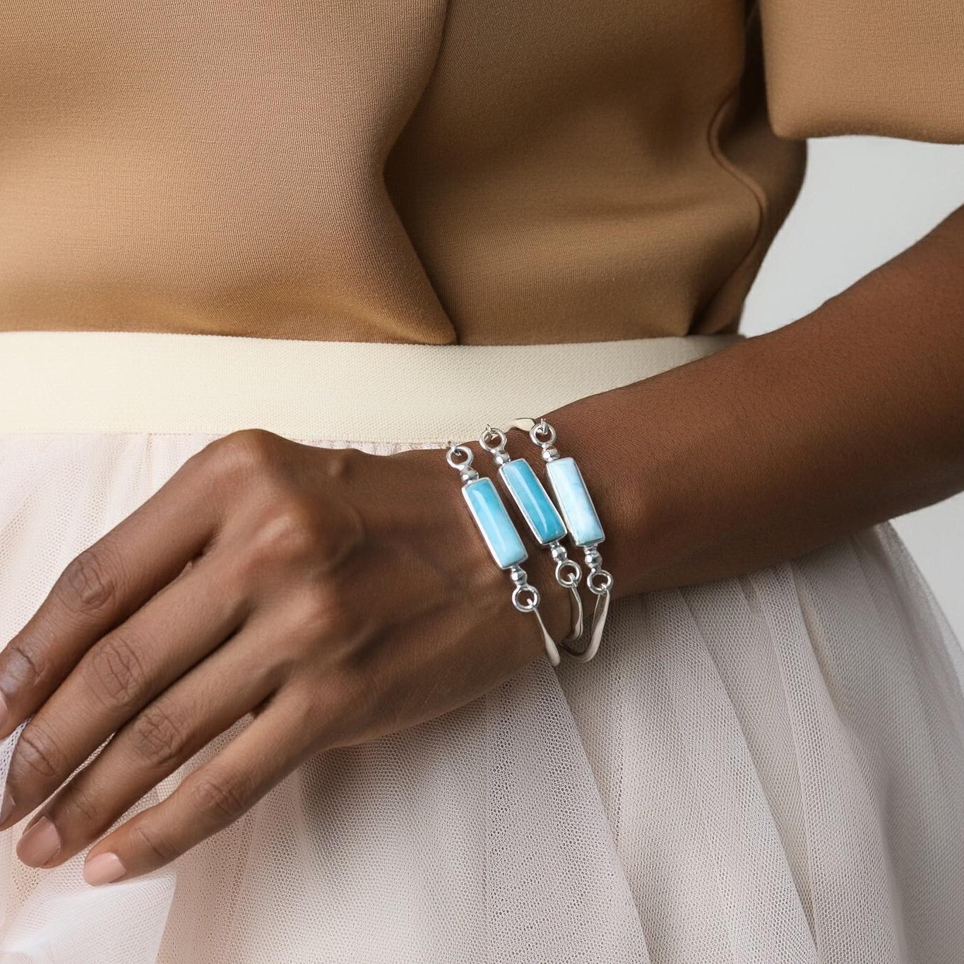 Larimar Roggen Armband Handgefertigter 925Er Silber Dominikaner Edelstein von TheLarimarShop