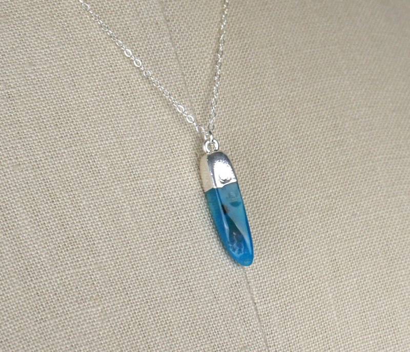 Blaue Drachen Vene Achat Anhänger, Handgemachte 18 Zoll Silber Halskette 450278 von TheLionsDenStudio