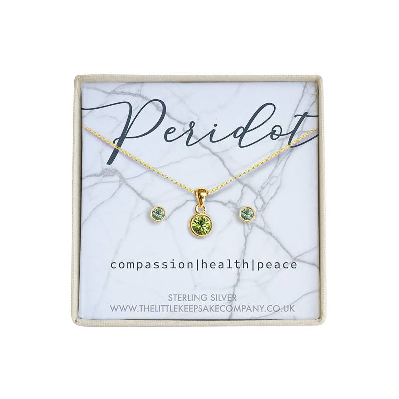 Gelbgold Vermeil Geburtsstein Geschenk Set - Peridot von TheLittleKeepsakeCo
