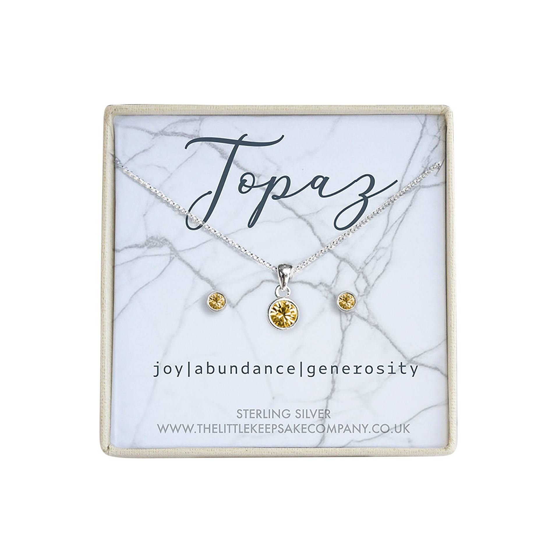sterling Silber Geschenkset Mit Geburtsstein - Topas sterling Silber Geschenkset Mit Geburtsstein - Topas von TheLittleKeepsakeCo