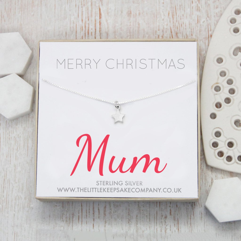 sterling Silber Zitat Halskette - "Merry Christmas Mum' von TheLittleKeepsakeCo