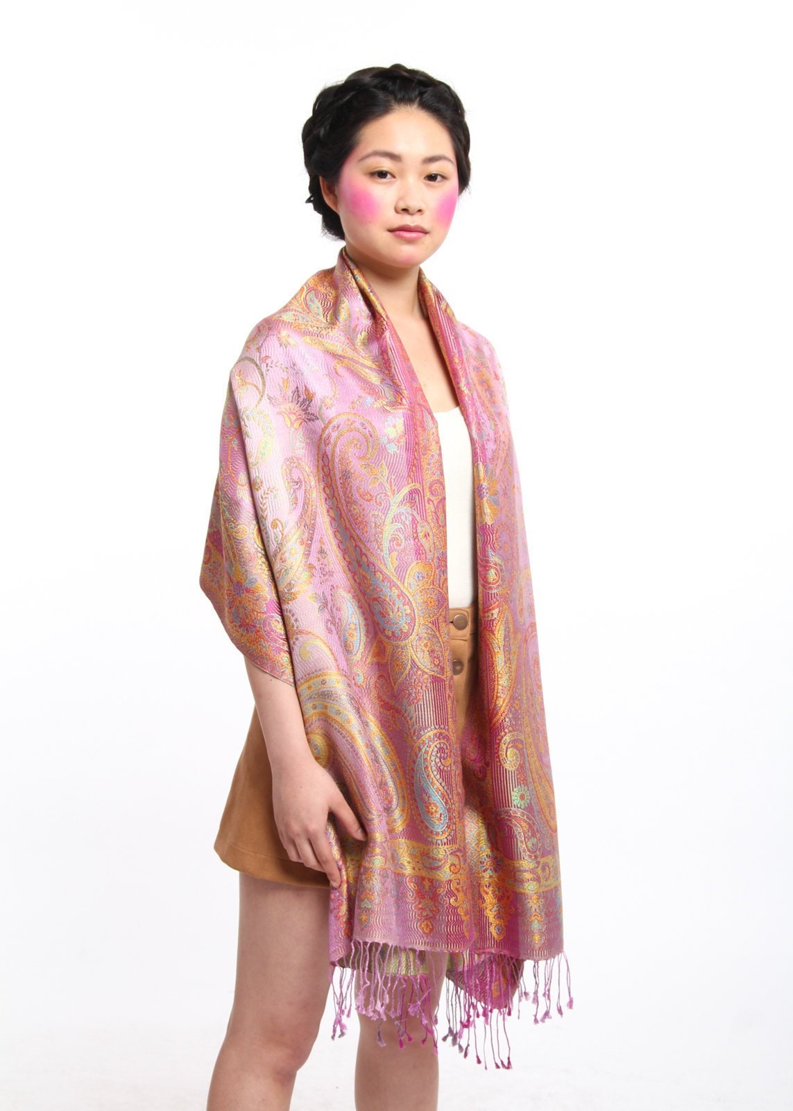 Rosa Mit Gold Seidenschal Reise-Accessoires - 100% Reiner Paisley Eid Geschenk Pashmina Schal Für Mama Rosa Mit Gold Seidenschal Reise-Accessoires - 100% Reiner Paisley Eid Geschenk Pashmina Schal Für Mama von TheLittleTibet