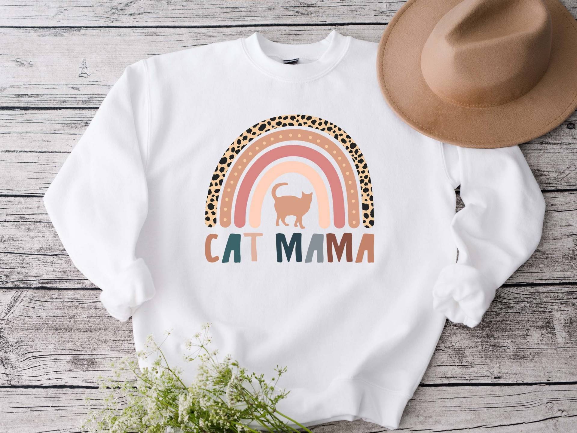 Cat Mama Sweatshirt Boho Mom Regenbogen Neue Katze Pullover Katzenbesitzer Geschenke von TheLocalShop1