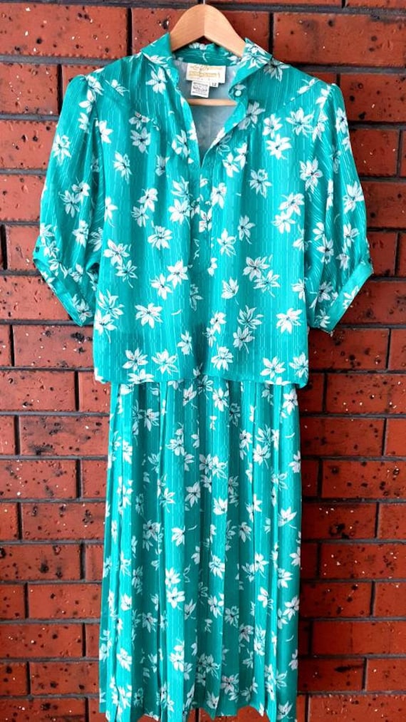 1980S/1990Er-Jahre Blouse/Plisated Blumen-Vintage-Kleid von TheLostLove