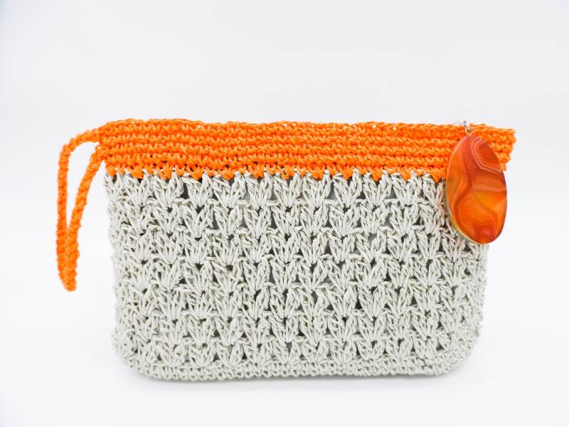 Orangengestreifte Sommerkupplungstasche von TheLoveDesignShop