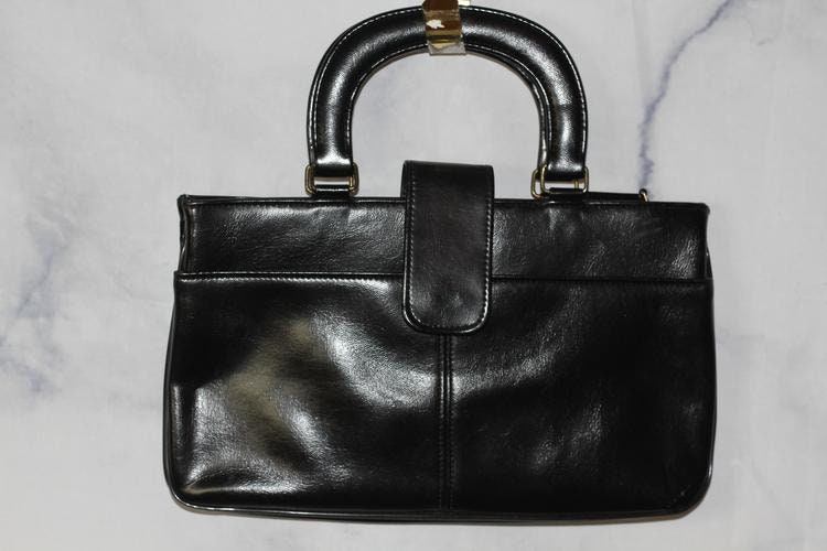 Echtes Schwarz Leder Aktentasche Handtasche Ausgezeichneter Zustand von TheLoveFashion