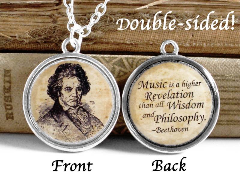 Beethoven-Halskette - Doppelseitiger Beethoven-Zitat-Anhänger in Bronze Oder Silber Musikschmuck von TheLysineContingency